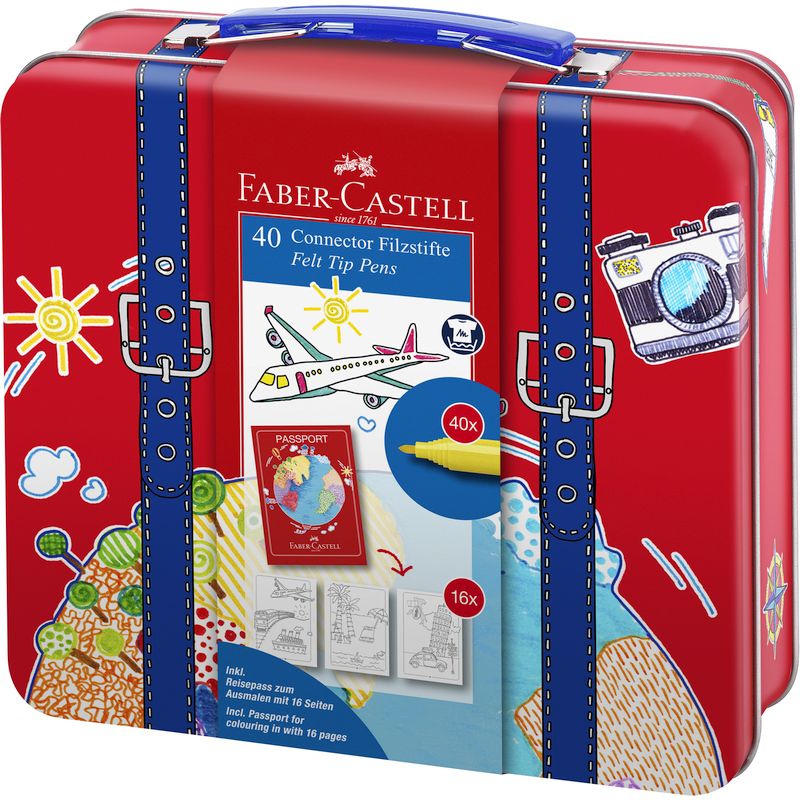Faber-Castell filctoll készlet 40db-os CONNECTOR + kiegészítők fém KOFFER dobozban