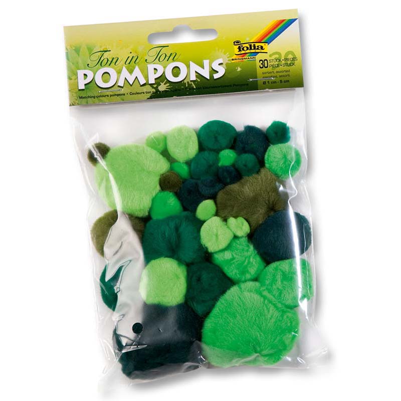 Folia pompon csomag 1-5cm 30db vegyes zöld