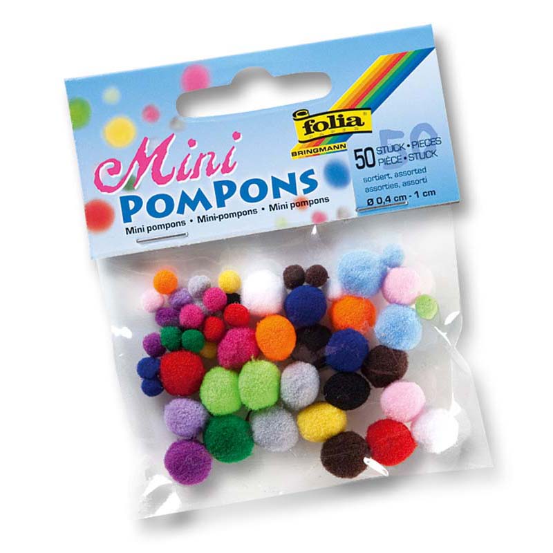 Folia pompon csomag 5-10mm 50db mini különféle szín