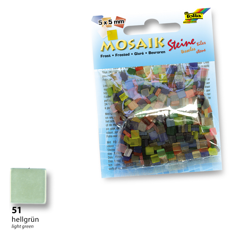 Folia mozaik műgyanta kocka pasztell 5x5mm 830db világoszöld