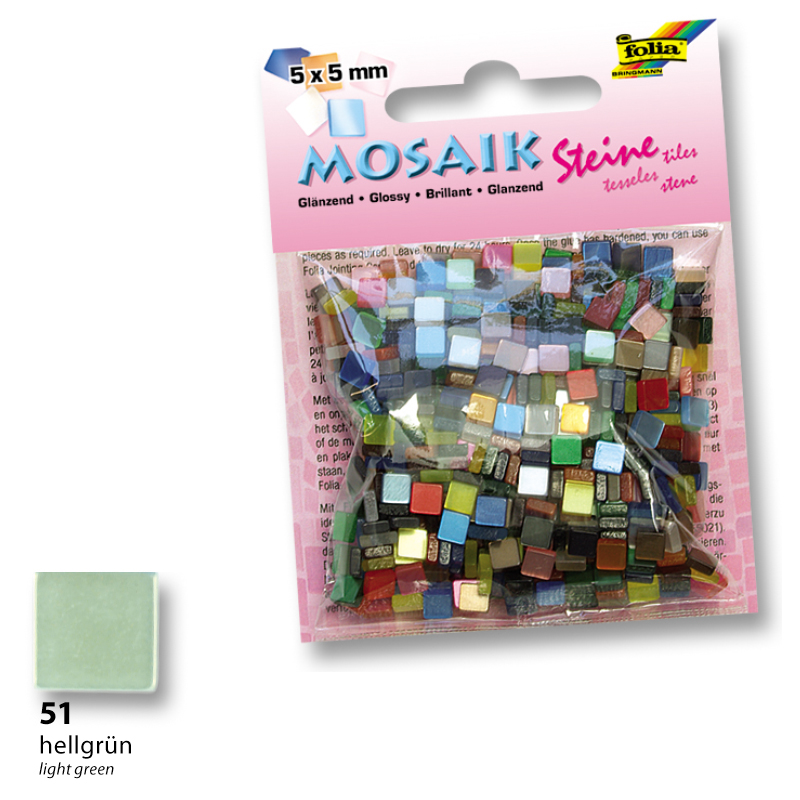 Folia mozaik műgyanta kocka fényes 5x5mm világoszöld