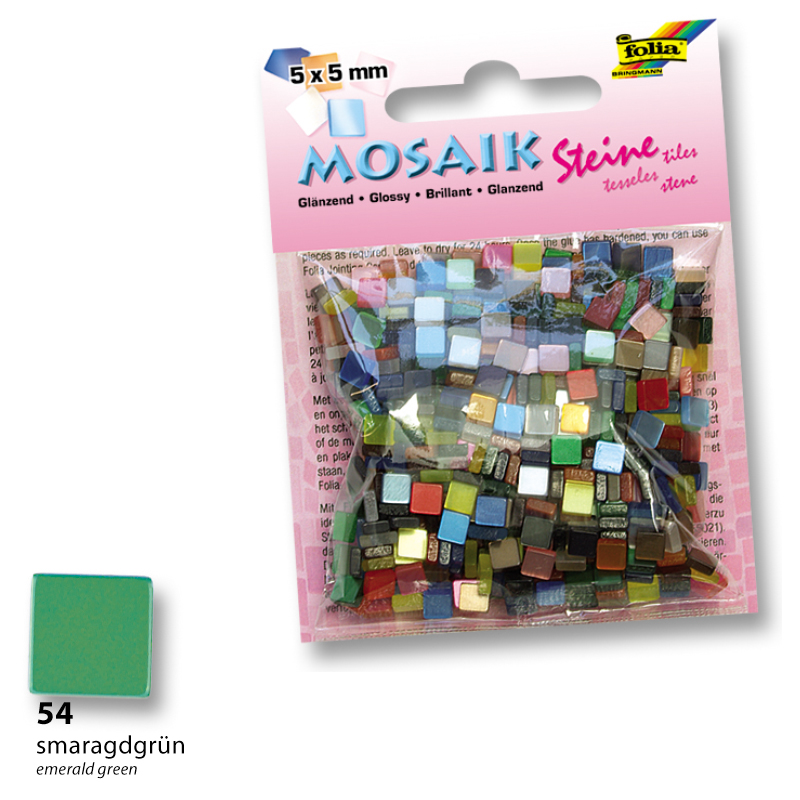 Folia mozaik műgyanta kocka fényes 5x5mm smaragd