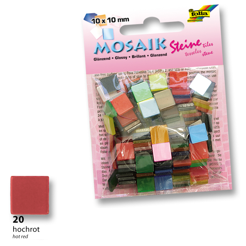 Folia mozaik műgyanta kocka fényes 10x10mm piros