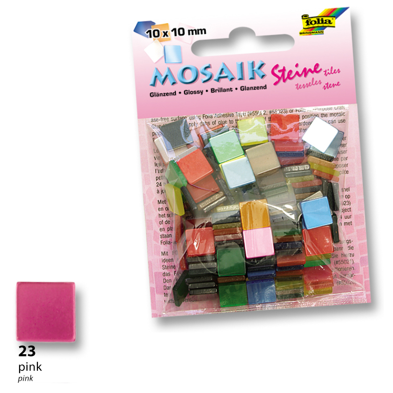 Folia mozaik műgyanta kocka fényes 10x10mm pink