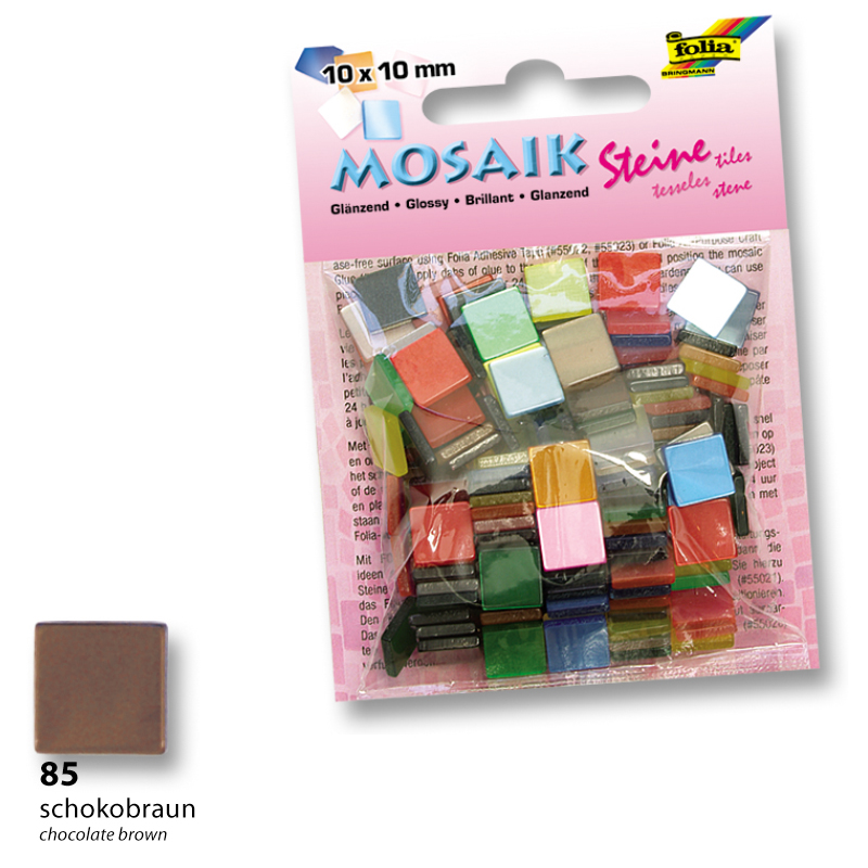 Folia mozaik műgyanta kocka fényes 10x10mm csokibarna