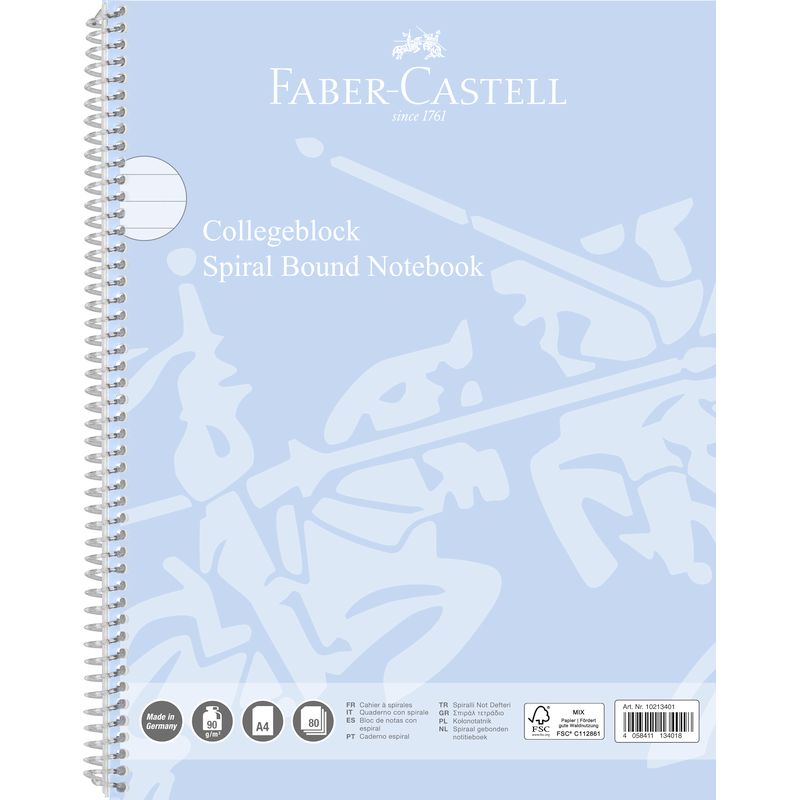 Faber-Castell spirálfüzet A/4 80lapos 90g. perforált, lefűzhető vonalas égkék 2024