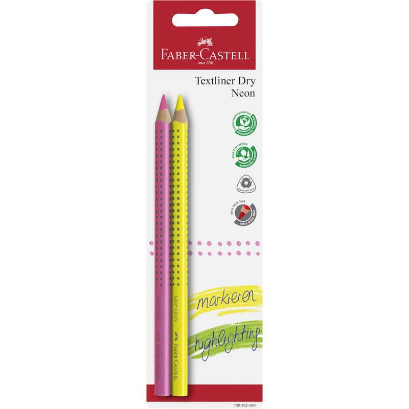 Faber-Castell szövegkiemelőceruza készlet 2db-os GRIP JUMBO neon bliszterben