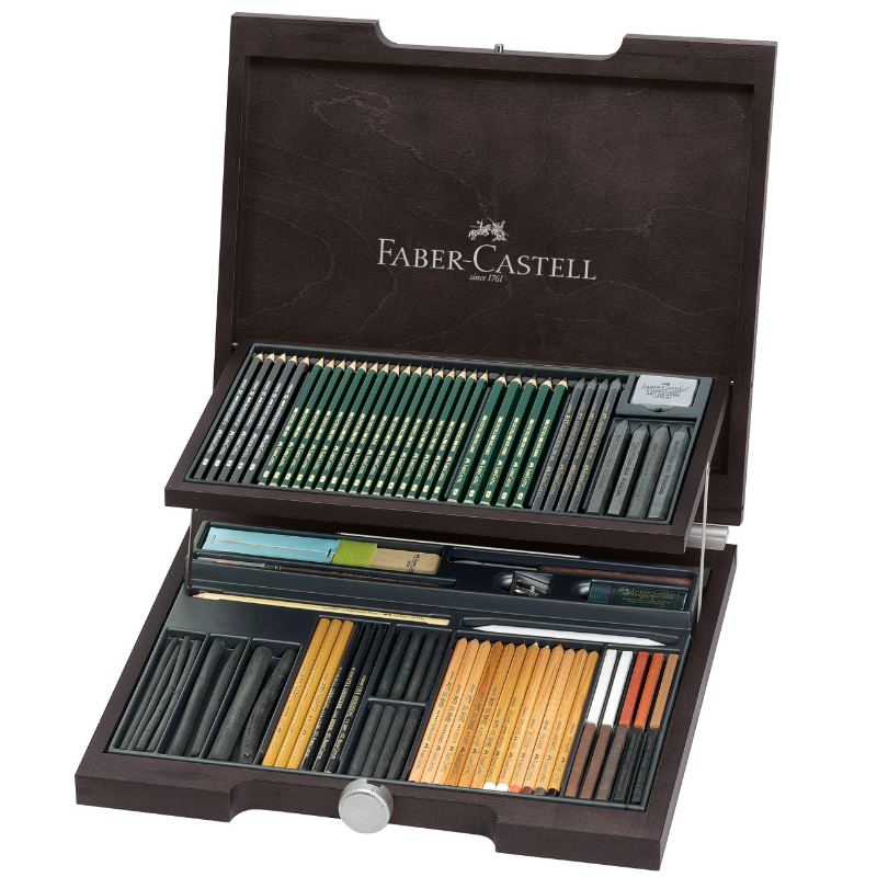 Faber-Castell monochrom készlet exkluzív pácolt fa kazettában