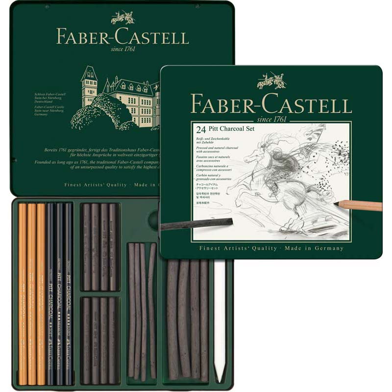 Faber-Castell Pitt faszén szett 24db fémdoboz
