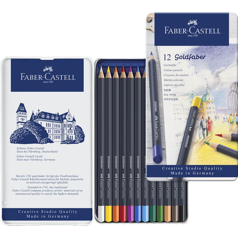Art and Graphic színes ceruza készlet 12db-os GOLDFABER fém dobozban