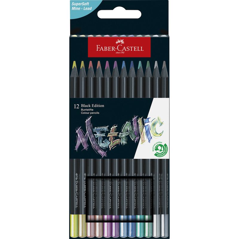 Faber-Castell színes ceruza készlet 12db-os BLACK EDITION fekete test metál 2024