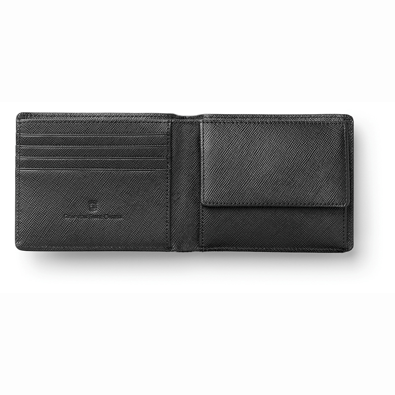 Graf von Faber-Castell pénztárca Saffianó bőr, fekete, felhajtható