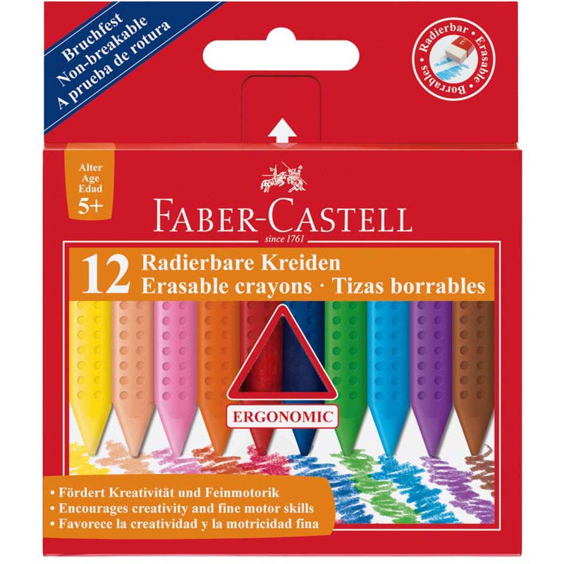 Faber-Castell zsírkréta radírozható GRIP 12db-os