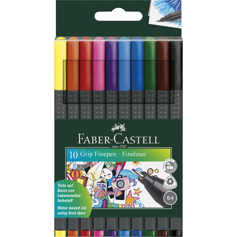 Faber-Castell tűfilc készlet 10db-os 0,4mm GRIP