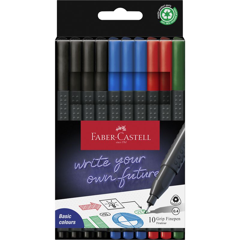 Faber-Castell tűfilc készlet 10db-os 0,4mm GRIP irodai 2024