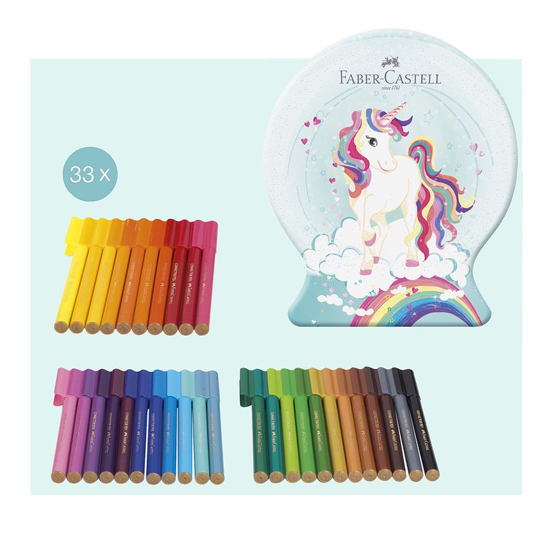 Faber-Castell filctoll készlet 33db-os CONNECTOR + kiegészítők fém HÓGÖMB dobozban