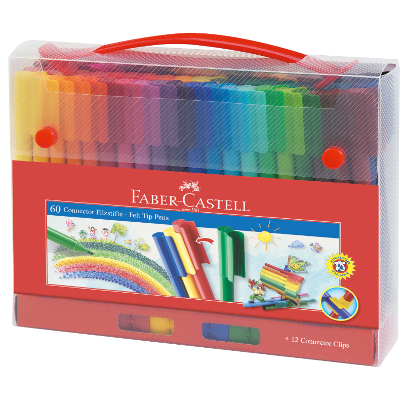 Faber-Castell filctoll készlet 60db-os CONNECTOR ajándék szett műanyag tartóban