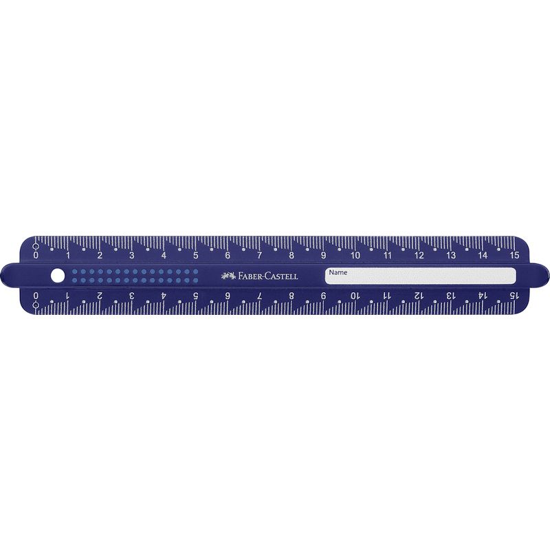 Faber-Castell vonalzó 15cm-es PÖTTYÖS flexibilis (feket,kék)