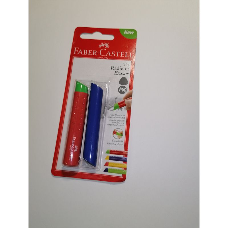 Faber-Castell radír GRIP TRI vegyes szín pvc mentes + csere radír bliszterben