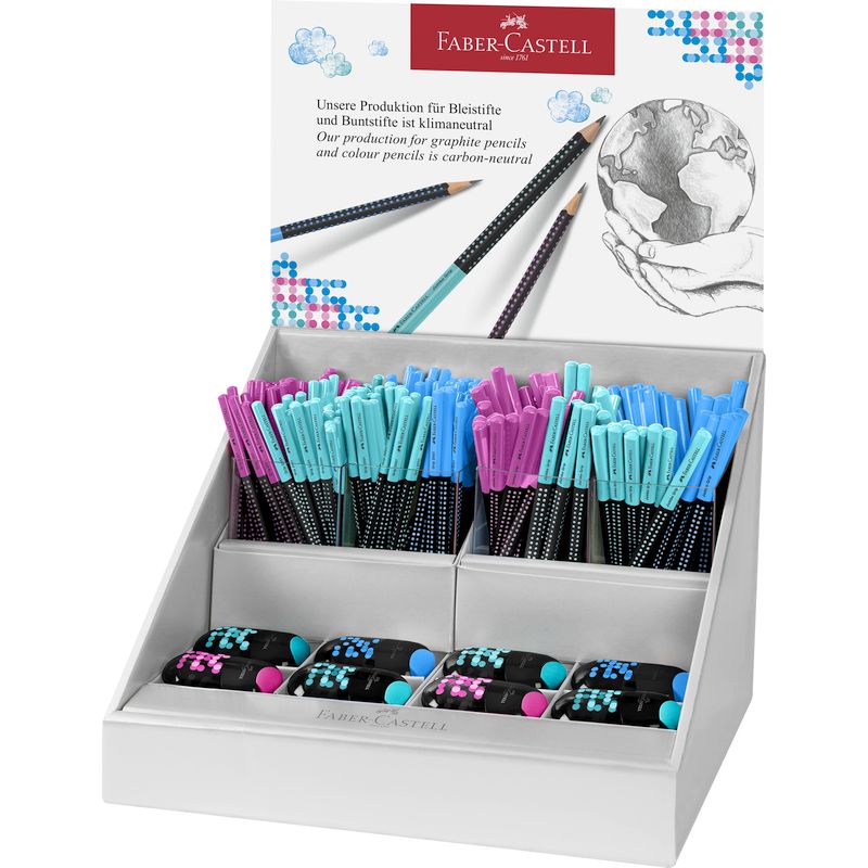 Faber-Castell Konténer display 240db-os GRIP kéttónusú család (grafit,jumbo grafit,hegyező)