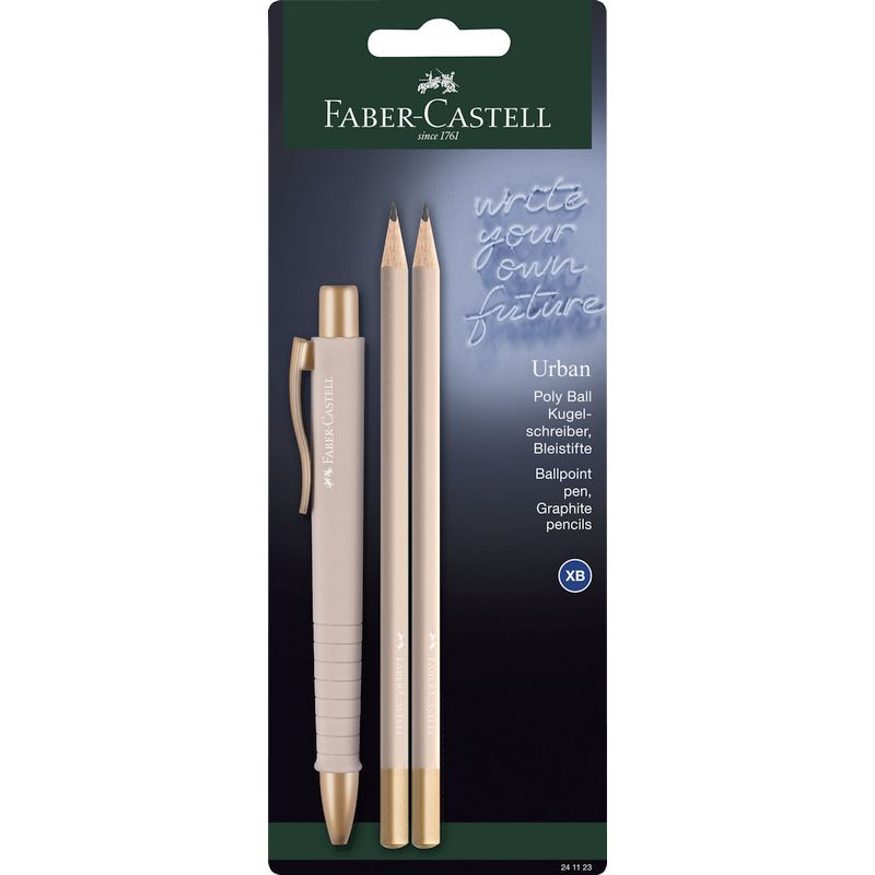 Faber-Castell golyóstoll szett 1db-os POLY BALL URBAN XB-s heggyel + 2db grafitceruza halvány rózsa