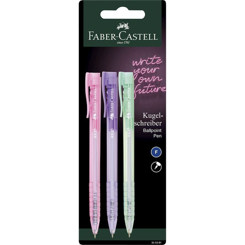 Faber-Castell golyóstoll szett 3db-os RX P5 vegyes szín bliszterben
