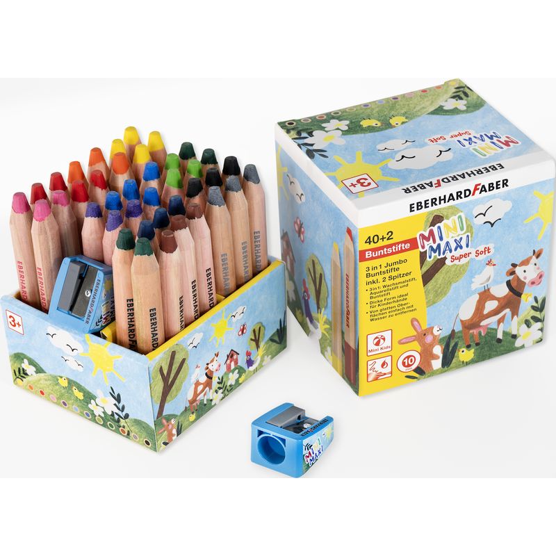 Eberhard Faber színes ceruza készlet 40db-os Jumbo MINIMAXI 3in1 + 2db hegyező