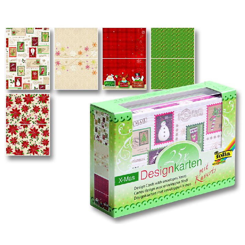 Folia üdvözlőlap+boriték 25db x-mas 5különféle mot