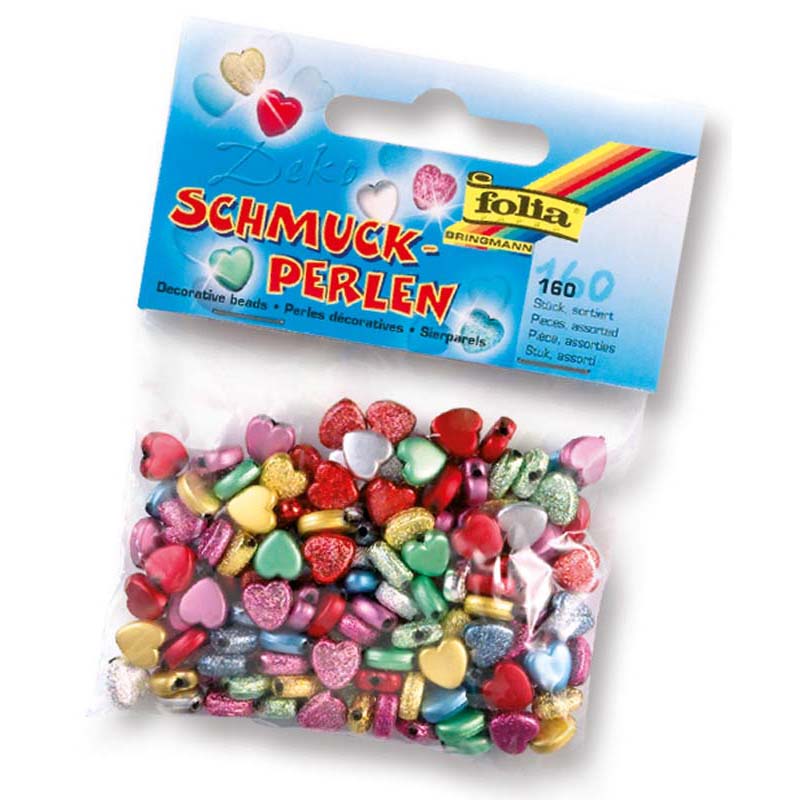 Folia dekorációs gyöngy 160db-os fényes/csillámos szív