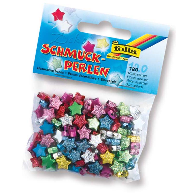 Folia dekorációs gyöngy 120db fényes csillag