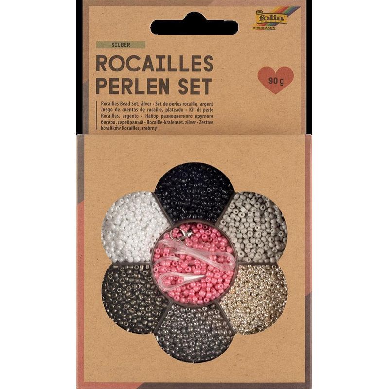 Folia gyöngyfűző szett 90g ezüst (3x1m nylon szál, 3 kapocs)