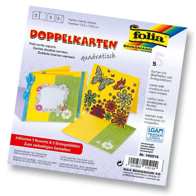 Folia meghívókártya 13,5x13,5cm banánsárga 5d