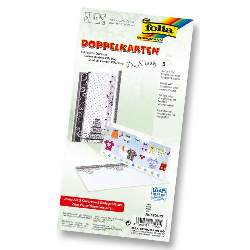 Folia meghívókártya 10,5x21 cm fehér 5db