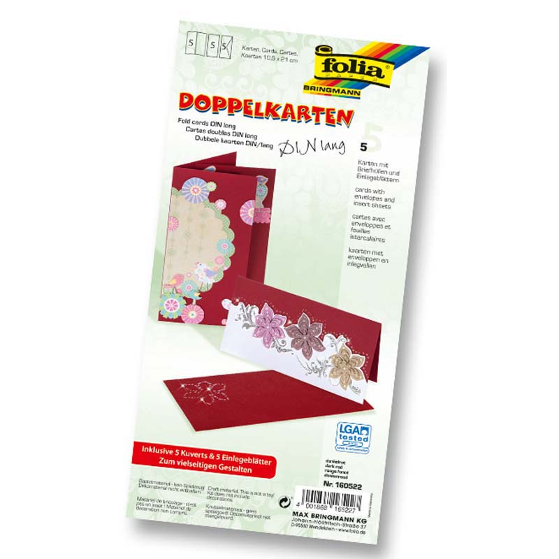 Folia meghívókártya 10,5x21 cm s.piros 5db