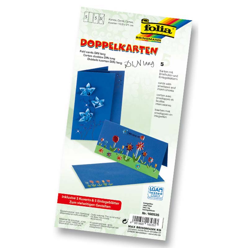 Folia meghívókártya 10,5x21 cm királykék 5db