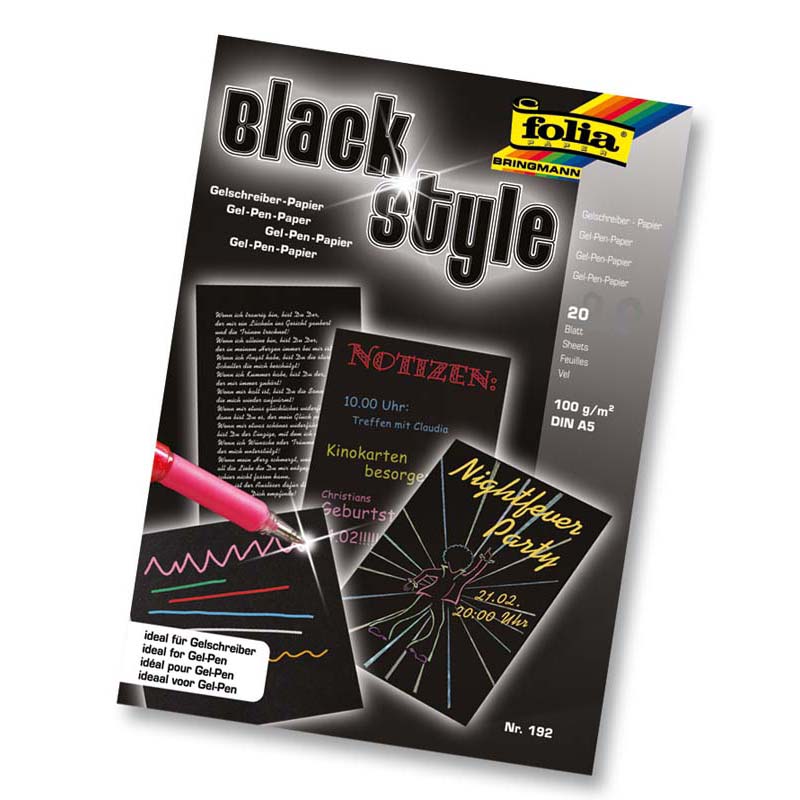 Folia jegyzettömb A5 20lap black style 100gr