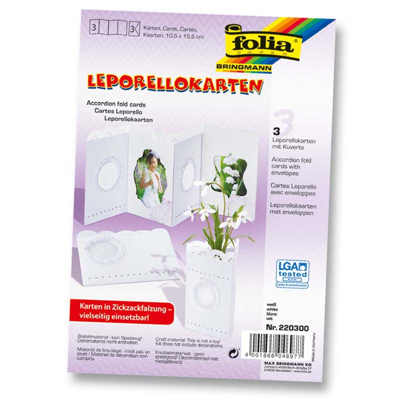 Folia leporellós karton szett 10,5x15,5 fehér