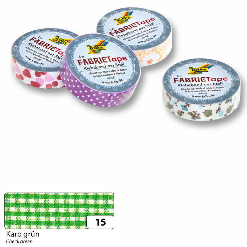 Folia dekorációs szalag 15mmx4m textíl zöld kockás