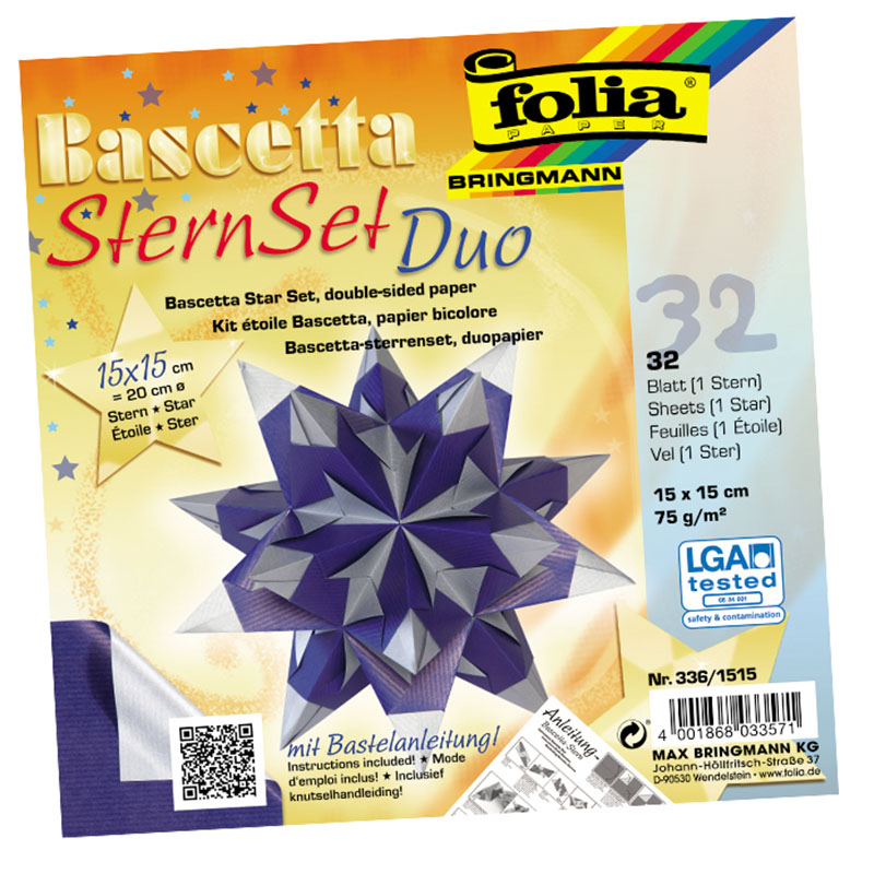 Folia csillag készítő papír 15x15cm 30 ív kék-ezüst
