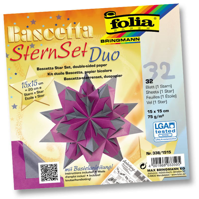 Folia csillag készítő papír 15x15cm 30 ív lila-ezüst