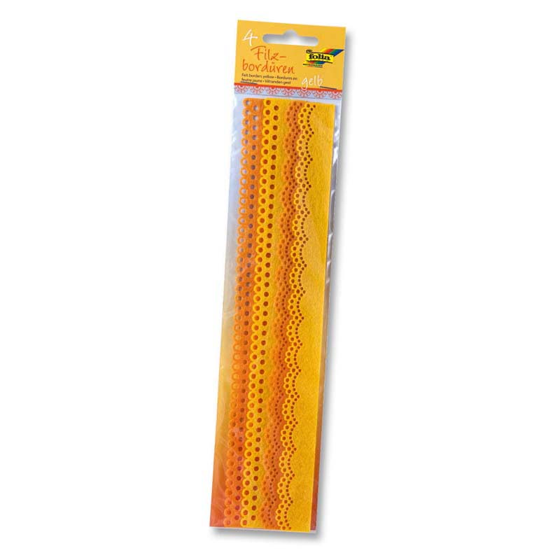 Folia dekorációs filc díszcsík 30cm 4db sárga