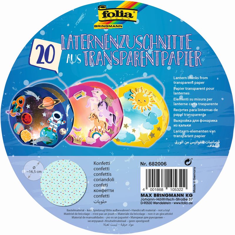 Folia papírlámpáshoz transzparens papír 20 ív 115g d: 16,8cm 