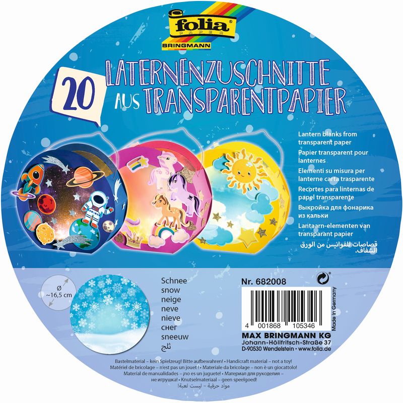 Folia papírlámpáshoz transzparens papír 20 ív 115g d:16,8cm 