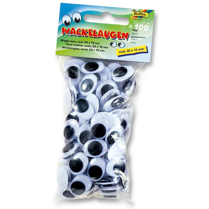Folia műanyag mozgó szemek ovális 20x15mm 100db