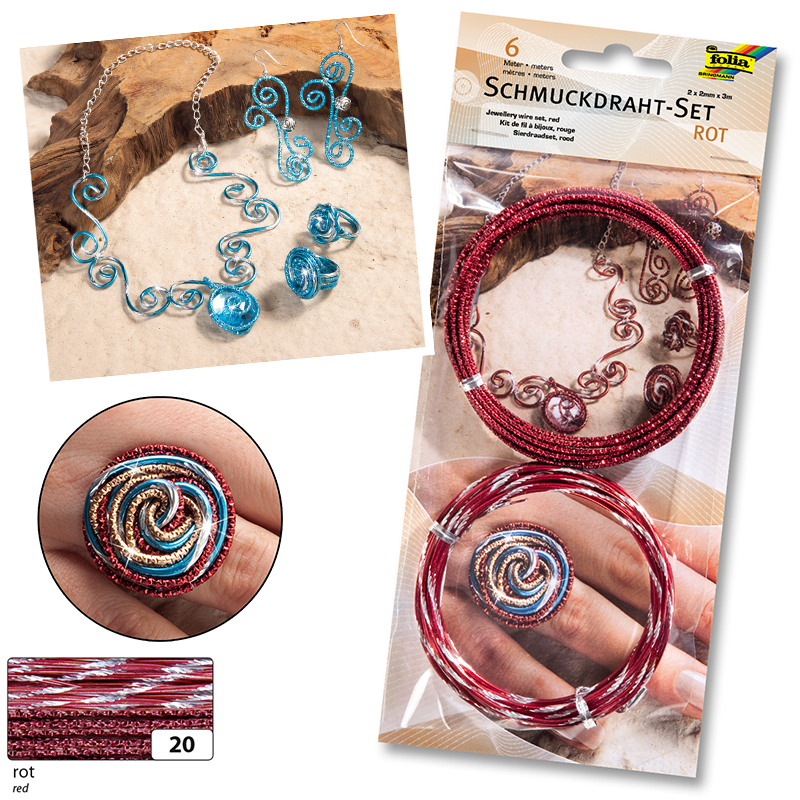 Folia dekorációs huzal szett 2mmx3m 2db piros