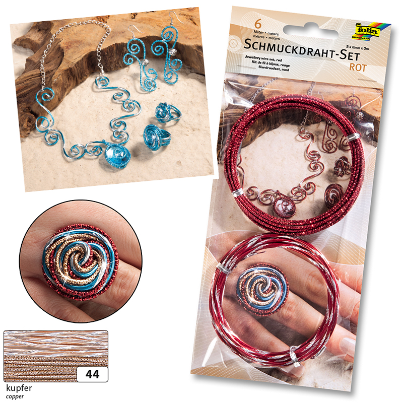 Folia dekorációs huzal szett 2mmx3m 2db réz