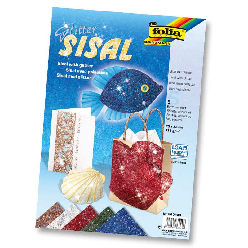 Folia sisal 23x33cm 135g 5ív különféle int.színek